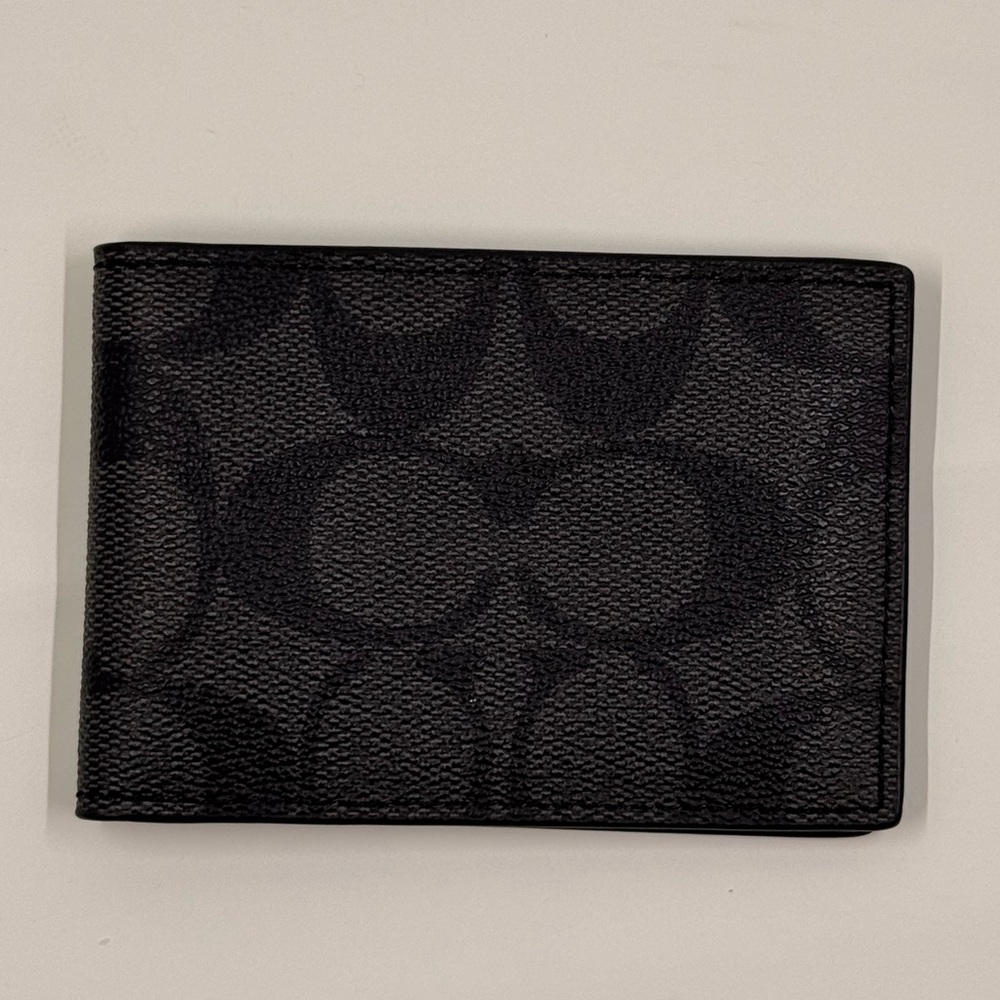 Coach Black Signature Leather Card Holder